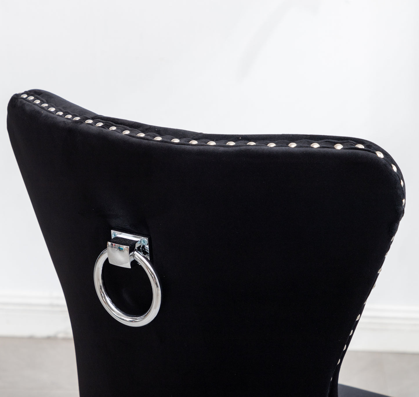 Montura Contemporary Tufted Velvet Chair with Nailhead Trim, Set of 2, Black