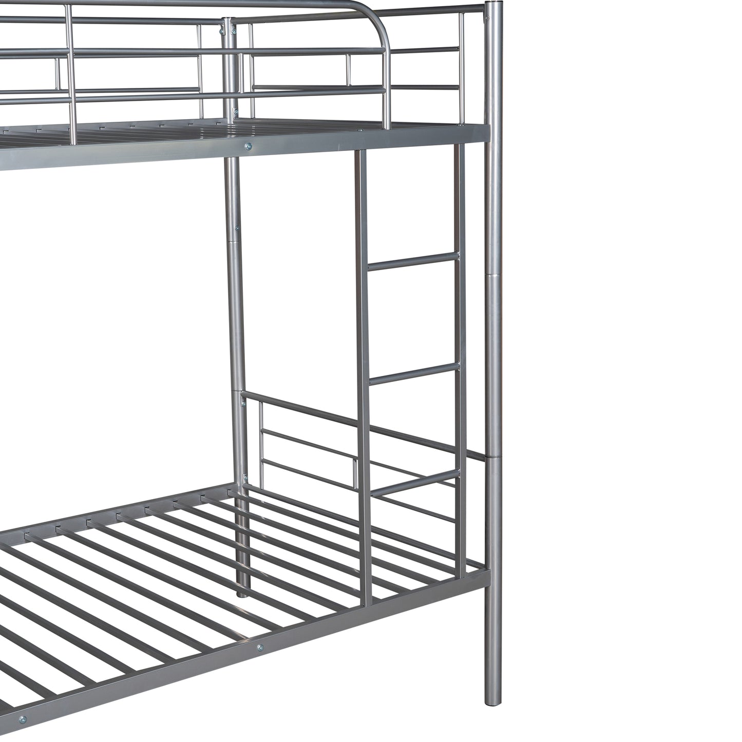 Contemporary Silver Twin Over Twin Metal Bunk Bed