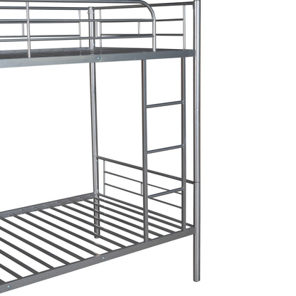 Contemporary Silver Twin Over Twin Metal Bunk Bed