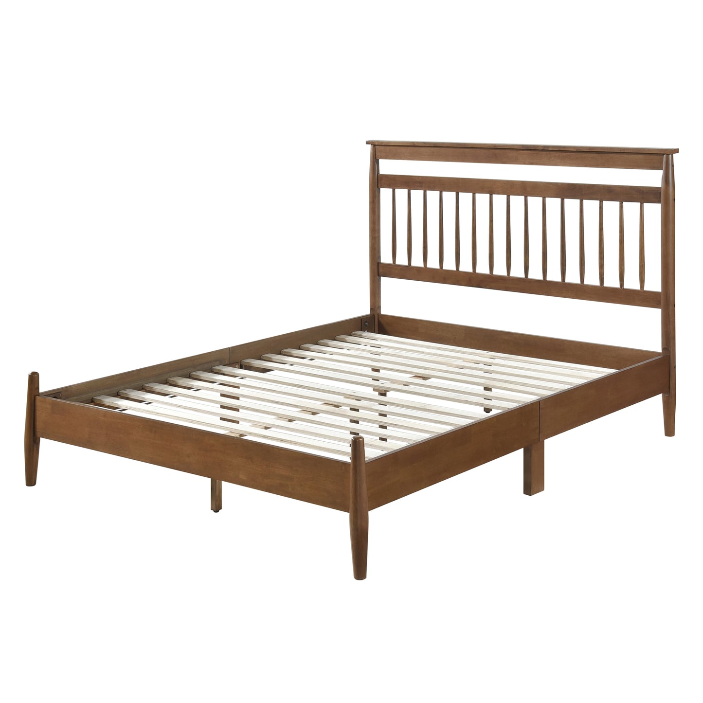 Elegant Chestnut-Finished Queen Platform Bed with Transitional Design – Bedroom Furniture in a Box