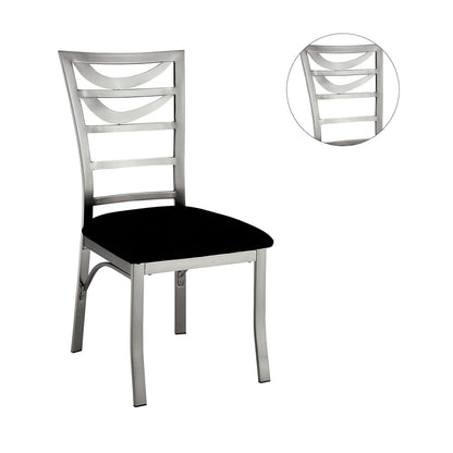 2-Piece Contemporary Metal Dining Chairs with Padded Microfiber Seats, Ladder-Back, Powder-Coated Black