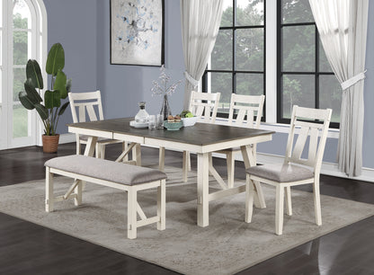 Rectangular Dining Table With Leaf Solid Wood White Finish