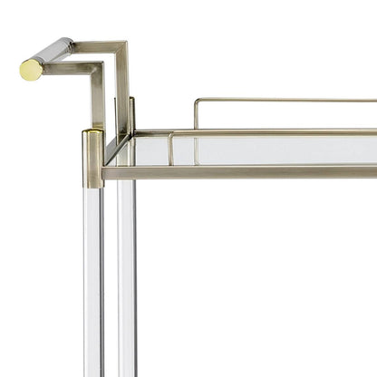 Vintage Elegance Brass Finish Serving Cart Antique Mirror