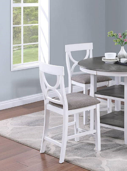 Counter Height Dining Set Storage Padded Chairs 5 Pc White