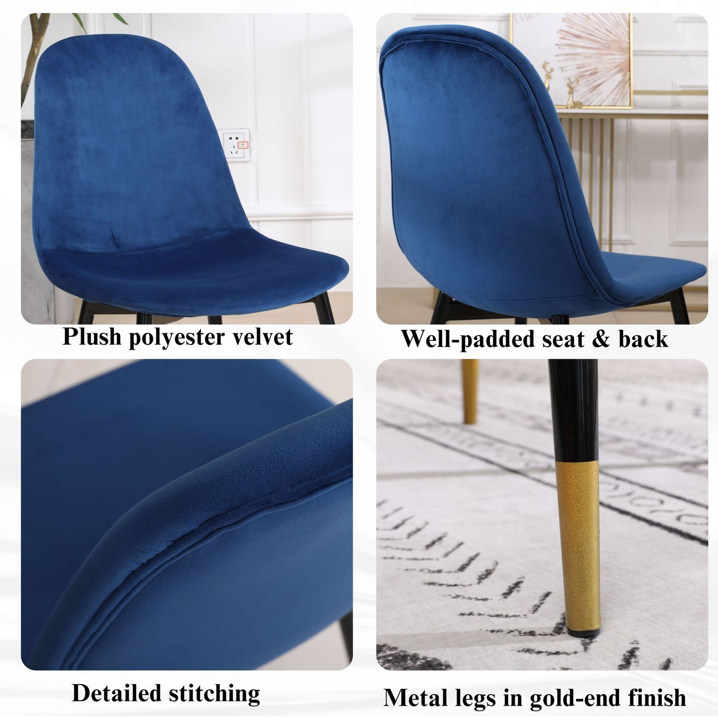 Round Dining Set With Trestle Table And Four Chairs Blue