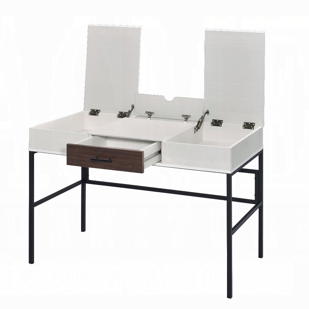 Industrial Chic Writing Desk with Built-in USB Charging Port