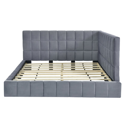 Elegant Gray Velvet Full Size Daybed/Sofa Bed Frame