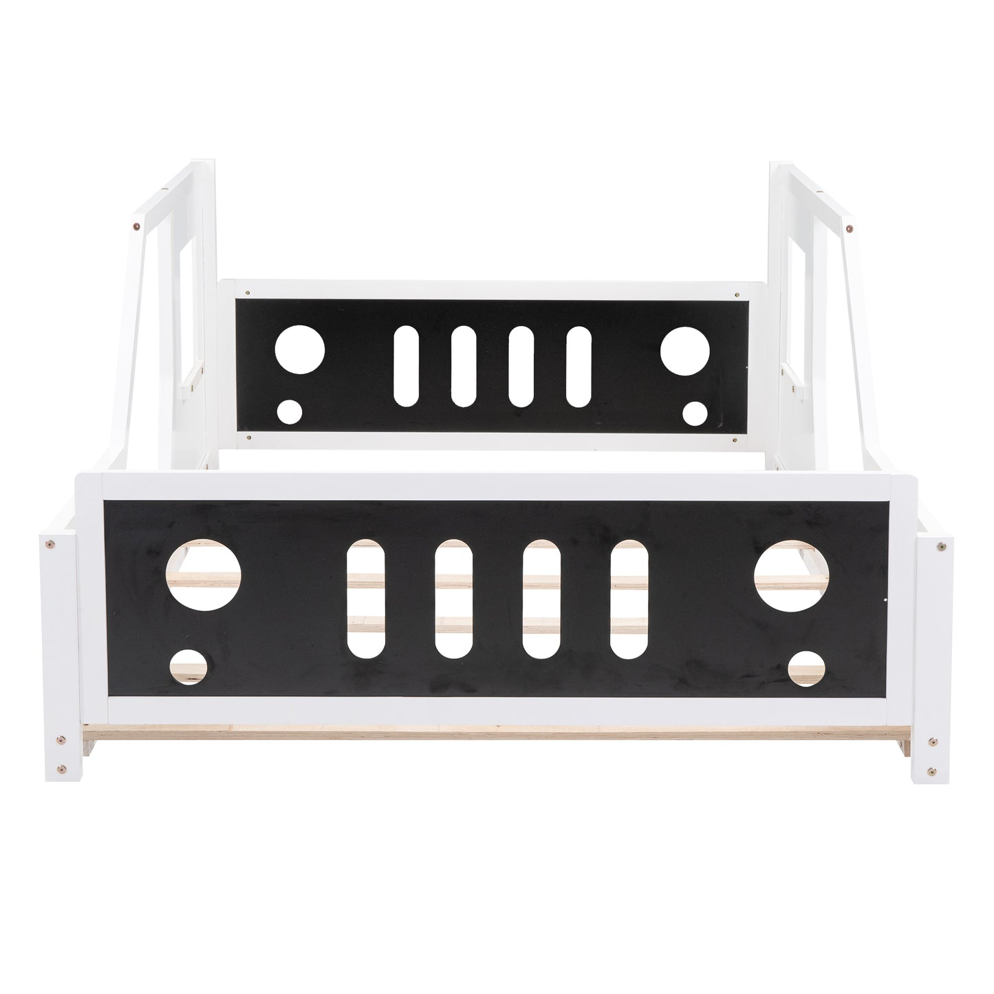 Classic Car-Themed Full Size Platform Bed with Wheels in White