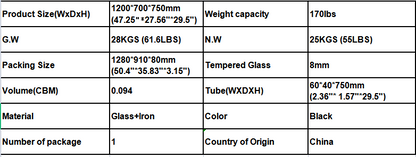Glass Top Dining Table With Tempered Glass Surface Black