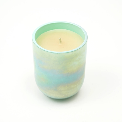 Soy Wax Scented Candle in Glass Vessel for Home or Office - Long-Lasting Burn, Mood Boosting Green Yellow