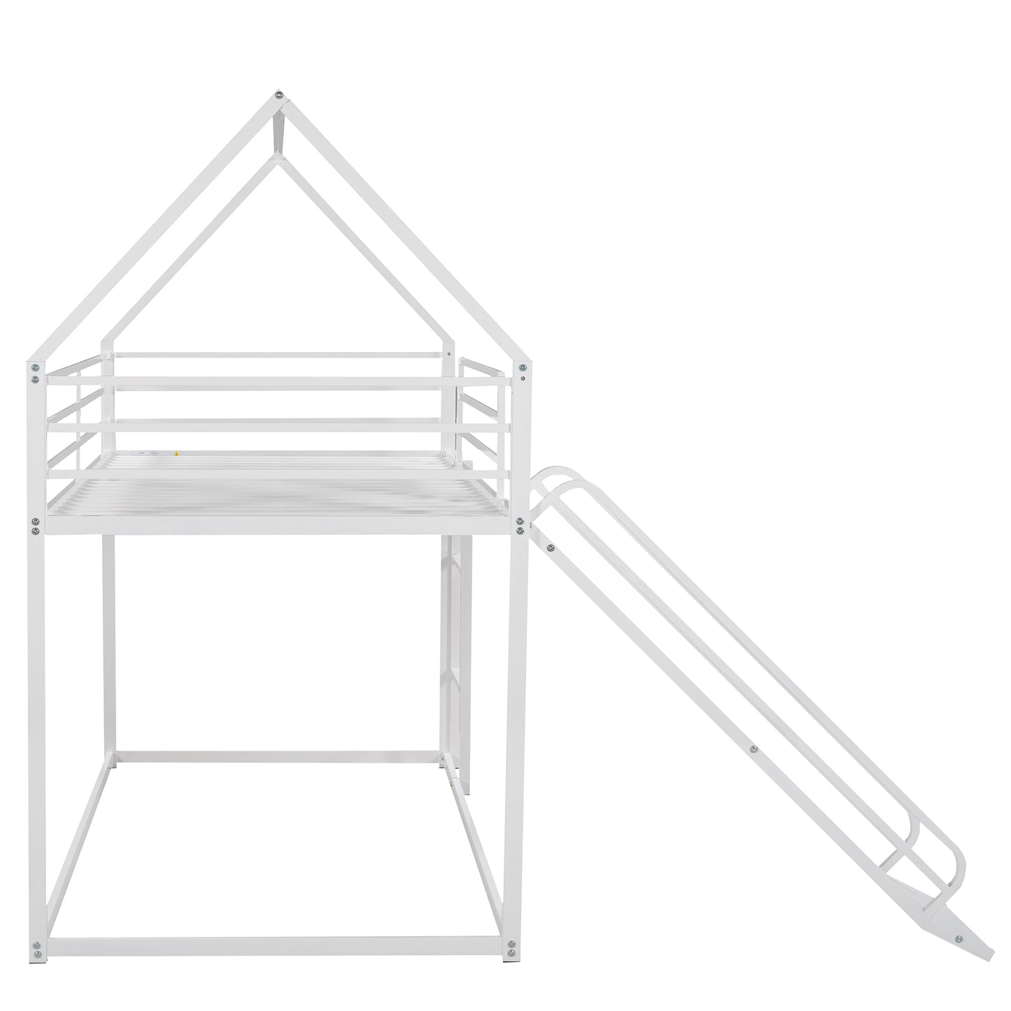 House-Themed Twin Over Twin Bunk Bed with Fun Slide and Ladder in White