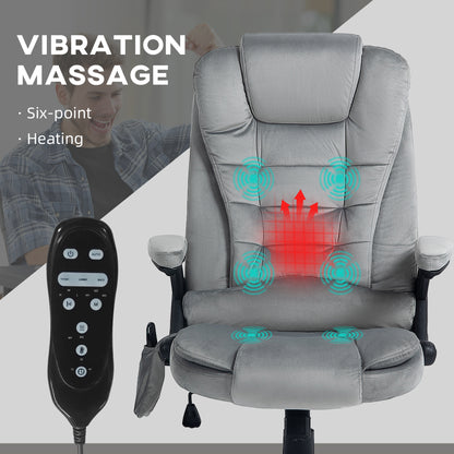 Gray Executive Massage Office Chair with 6-Point Vibration and Lumbar Heating