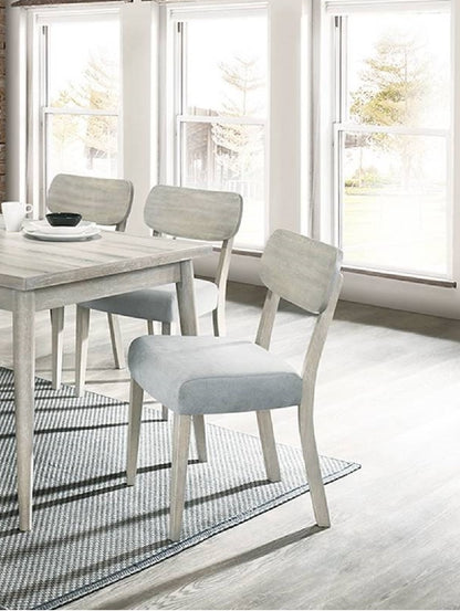 Solid Rubberwood Dining Chairs, 2-Pack, Fabric Cushioned Seats, Dining Room, Natural Wood Grain Color