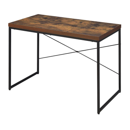Industrial-Style Weathered Oak Writing Desk with Sleek Metal Base