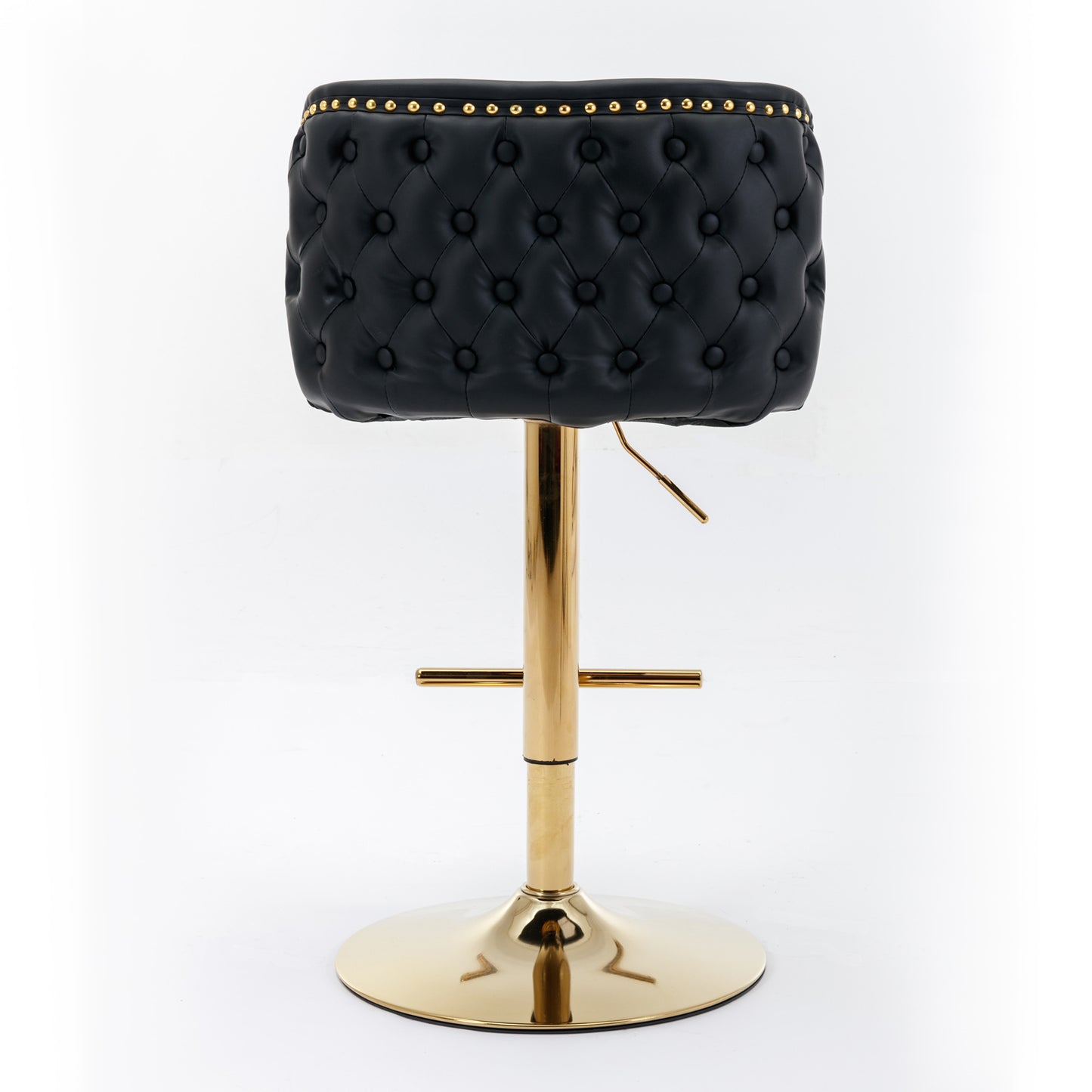 Set of 2 Adjustable Swivel Bar Stools with PU Upholstery and Full Back, Counter Height, Kitchen, Black