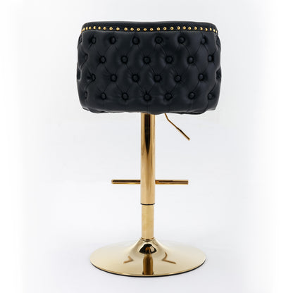 Set of 2 Adjustable Swivel Bar Stools with PU Upholstery and Full Back, Counter Height, Kitchen, Black