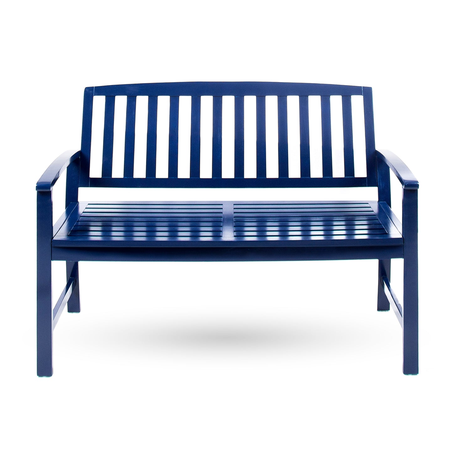 Farmhouse Style Acacia Wood Bench For Indoor Outdoor Use, 48.8-Inch Long, 23.6-Inch Wide, Durable Patio Furniture Blue
