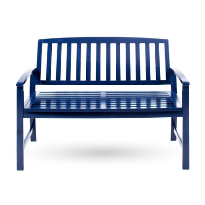Farmhouse Style Acacia Wood Bench For Indoor Outdoor Use, 48.8-Inch Long, 23.6-Inch Wide, Durable Patio Furniture Blue