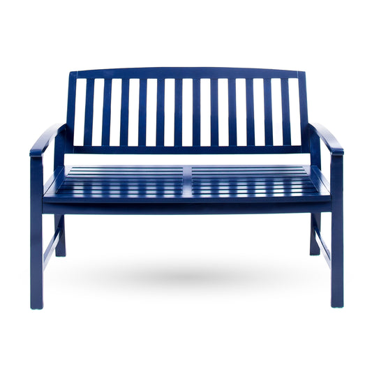 Farmhouse Style Acacia Wood Bench For Indoor Outdoor Use, 48.8-Inch Long, 23.6-Inch Wide, Durable Patio Furniture Blue