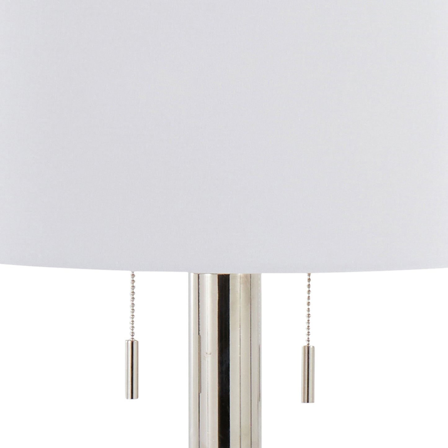Contemporary Metal Table Lamp Set of 2, 29-Inch Tall, Linen Shade, Pull-Chain, Polished Nickel