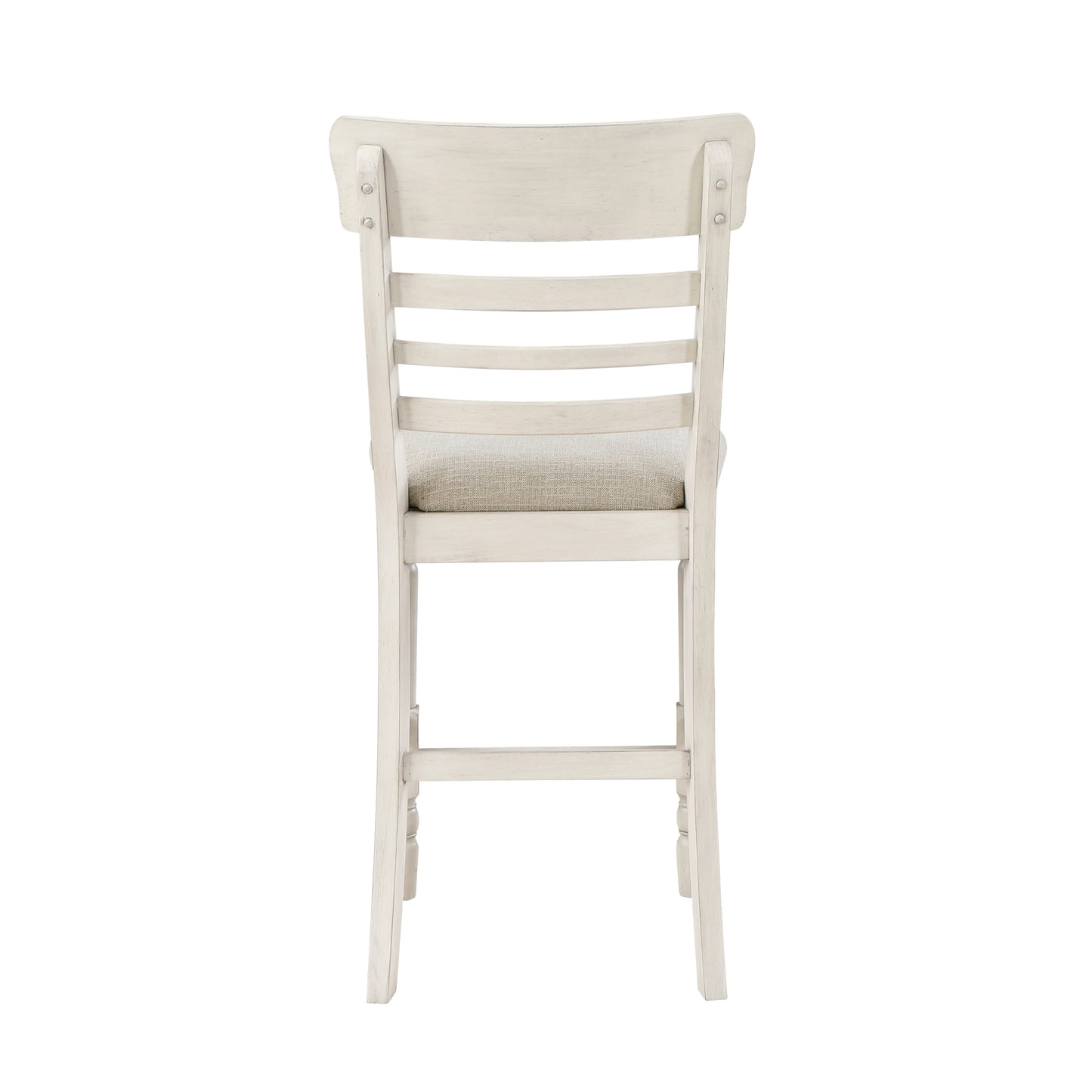 Antique White Finish Set of 2 Counter Height Chair Farmhouse Style Fabric Upholstered Seat Wooden Furniture Dining Chairs