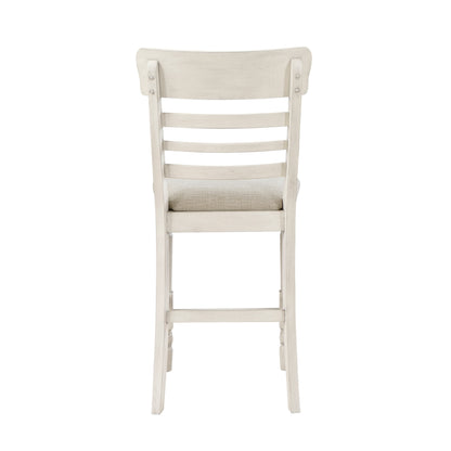 Antique White Finish Set of 2 Counter Height Chair Farmhouse Style Fabric Upholstered Seat Wooden Furniture Dining Chairs