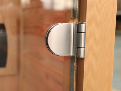 1-2 Person Far Infrared Home Sauna with Low EMF, LED Control Panel, Tempered Glass Door Natural Wood