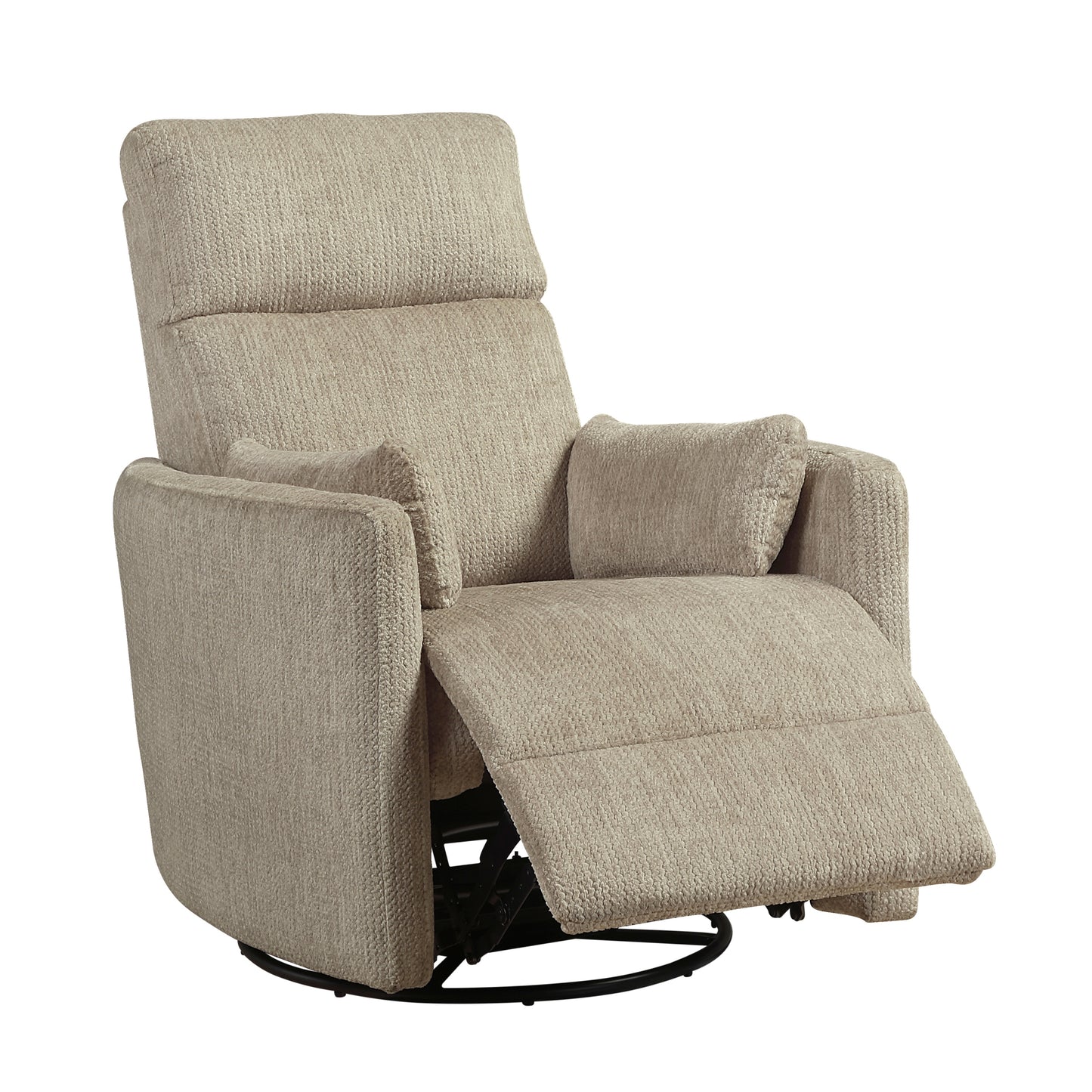 Swivel Glider Recliner Chair, Microfiber Upholstery, Pull-Handle Recline, 360° Swivel, 1-Pc Brown