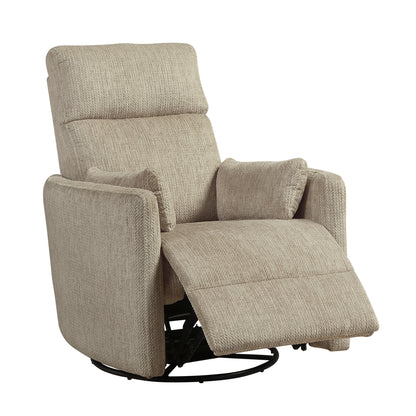 Swivel Glider Recliner Chair, Microfiber Upholstery, Pull-Handle Recline, 360° Swivel, 1-Pc Brown