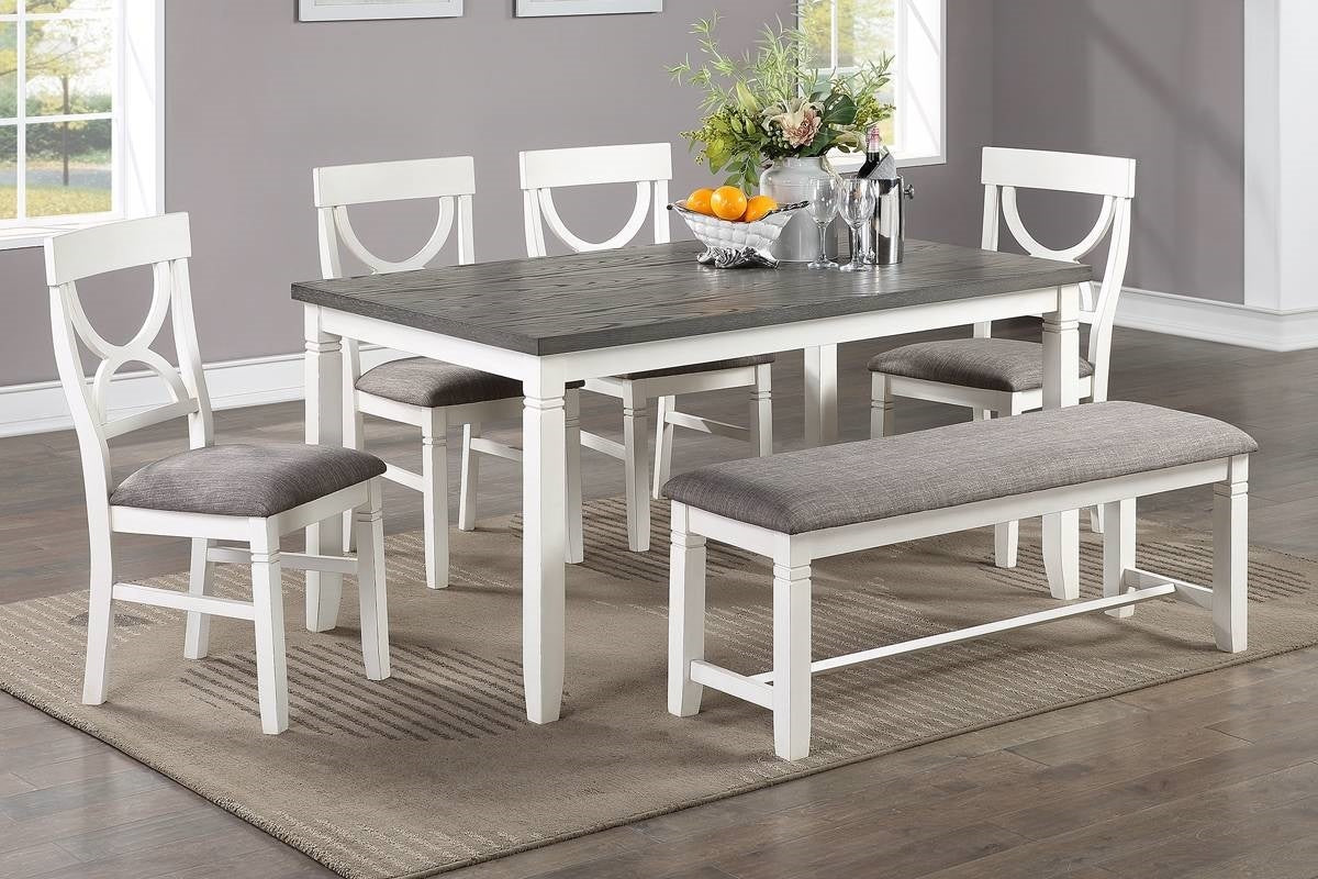 Six Piece Dining Set With 60 Inch Table And Chairs White