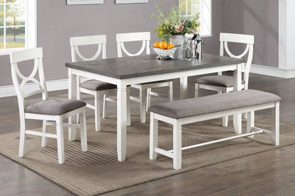 Six Piece Dining Set With 60 Inch Table And Chairs White