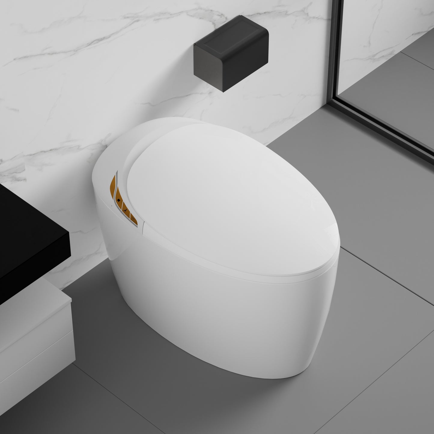Advanced Intelligent One-Piece Smart Toilet with Integrated Bidet, Automatic Open/Close Seat, Foot Sensor Activation, LED Control Panel, Night Light, Warm Water Cleaning, and Air Drying – Modern White Design for Luxury Bathrooms