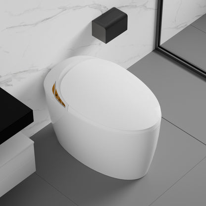 Advanced Intelligent One-Piece Smart Toilet with Integrated Bidet, Automatic Open/Close Seat, Foot Sensor Activation, LED Control Panel, Night Light, Warm Water Cleaning, and Air Drying – Modern White Design for Luxury Bathrooms