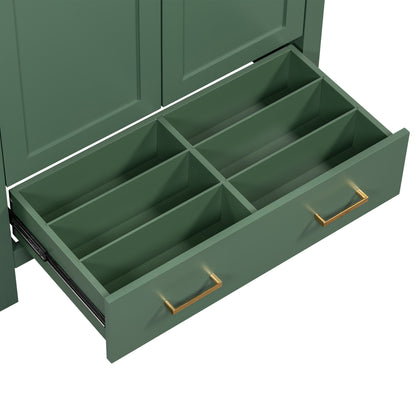 30" Elegant Green Bathroom Storage Vanity with Integrated Undermount Sink and Soft-Close Features