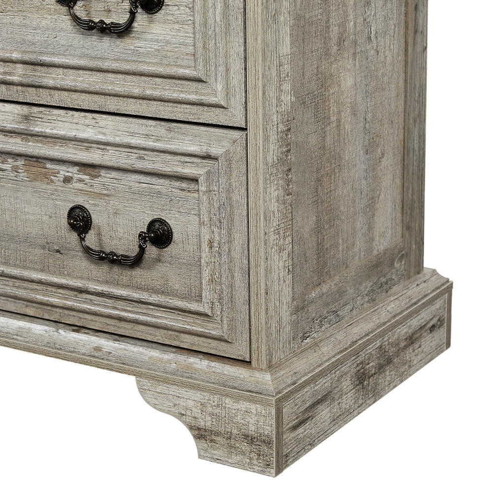 Vintage-Inspired 7-Drawer Rustic Dresser for Bedroom, Elegant Storage Chest with Antique Finish, Versatile Organizer for Living Room and Hallway, Distressed White Wood Design