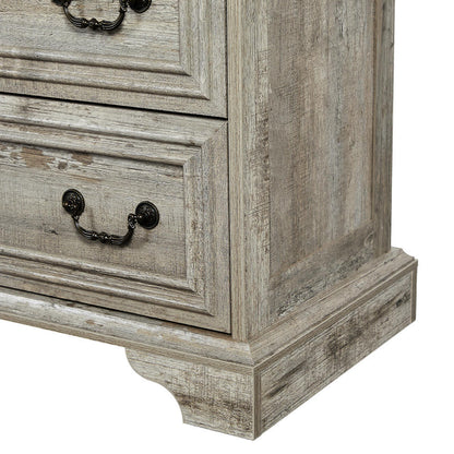 Vintage-Inspired 7-Drawer Rustic Dresser for Bedroom, Elegant Storage Chest with Antique Finish, Versatile Organizer for Living Room and Hallway, Distressed White Wood Design