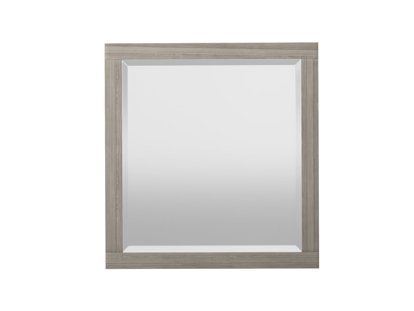Transitional Beveled Mirror in Light Gray
