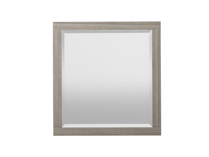 Transitional Beveled Mirror in Light Gray