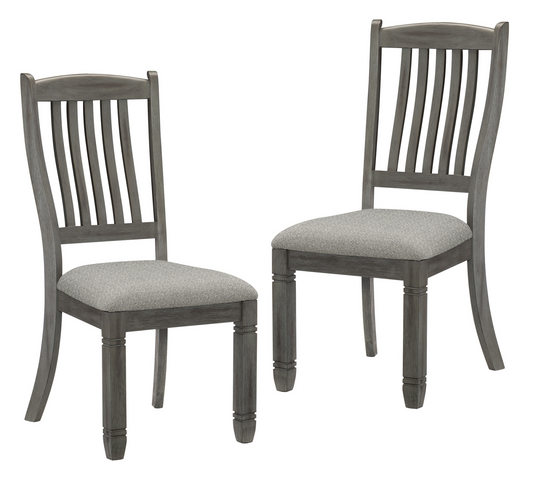 Dining Height Side Chairs Set of 2, Wood Frame, Textured Upholstery, 40in H Antique Gray
