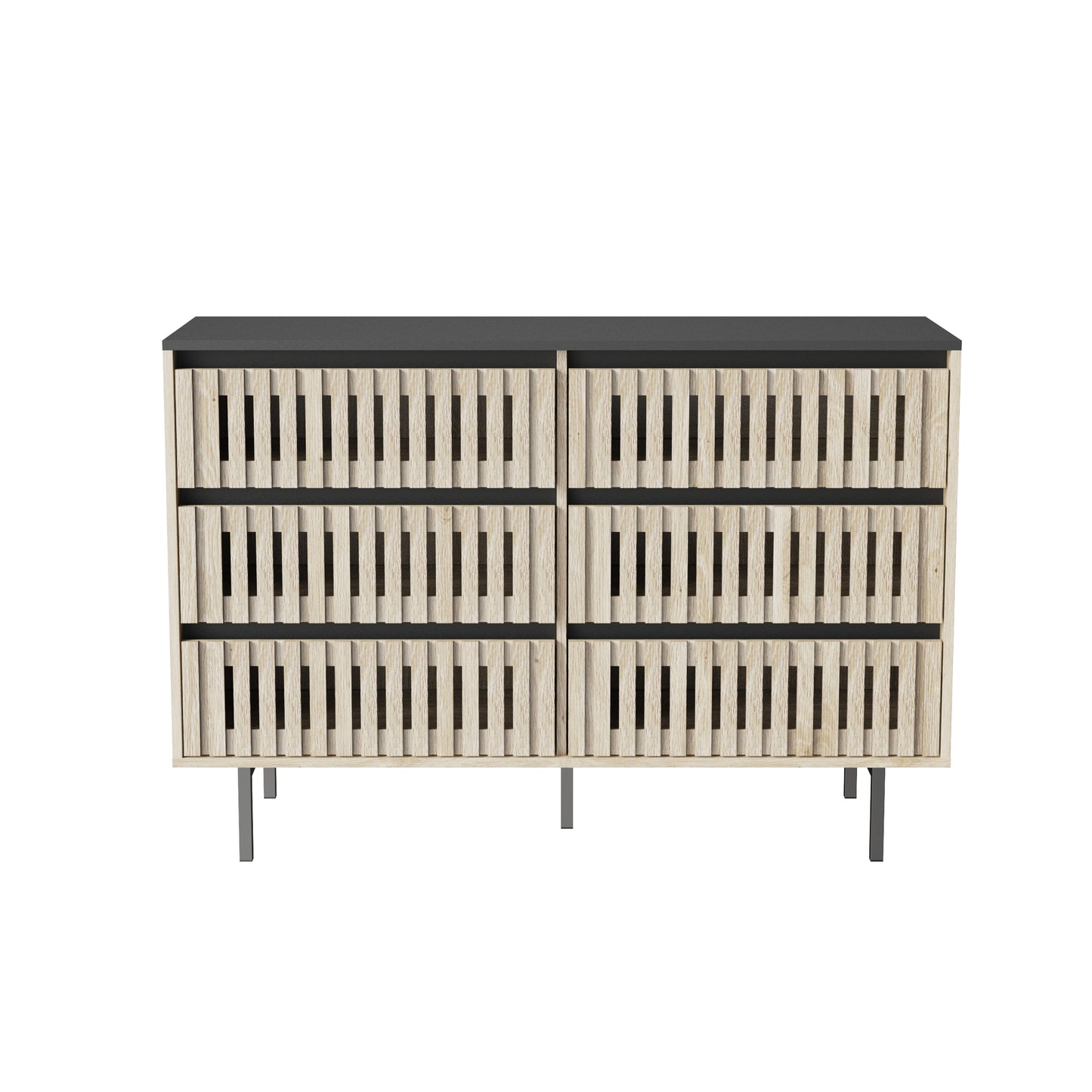 Modern Six-Drawer Bedroom Storage Cabinet with Two-Tone Design and Large Capacity