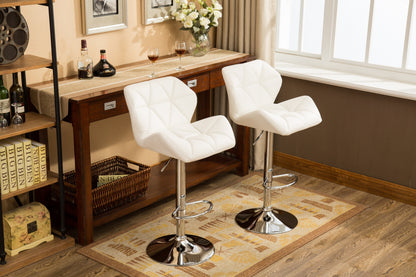 Glasgow Tufted Adjustable Height Bar Stools Set Of 2 White