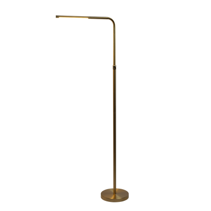 LED Floor Lamp with On/Off Switch, Adjustable Height, 63-Inch Tall Round Base, Modern Brassed Gold