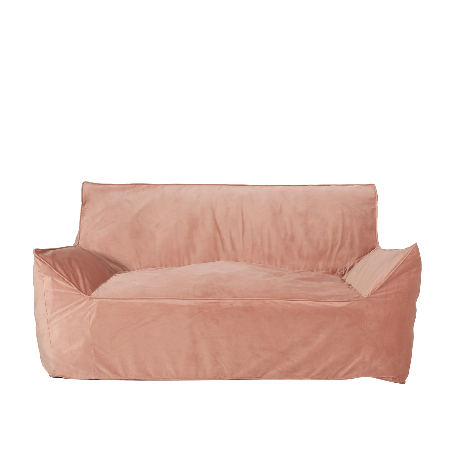 2-Seater Bean Bag Chair with Armrests, Foam-Filled, Removable Cover, 60x40x32 Inches, Pink Velvet