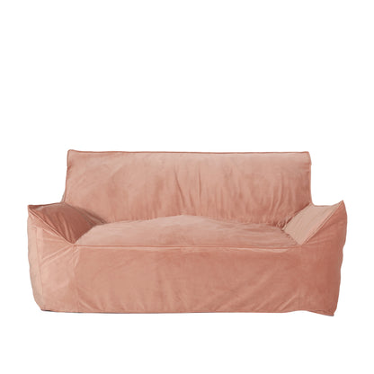 2-Seater Bean Bag Chair with Armrests, Foam-Filled, Removable Cover, 60x40x32 Inches, Pink Velvet