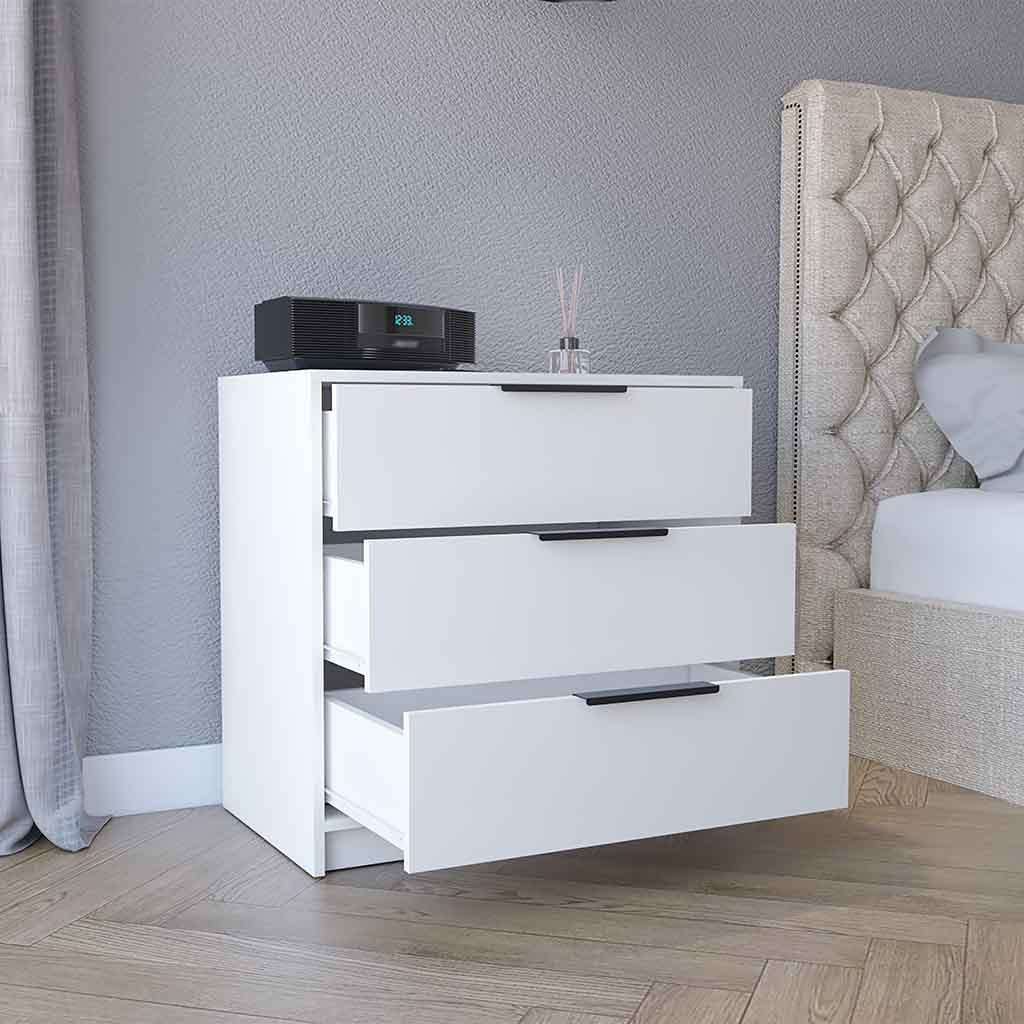 Kaia Modern White 3-Drawer Dresser with Elegant Top