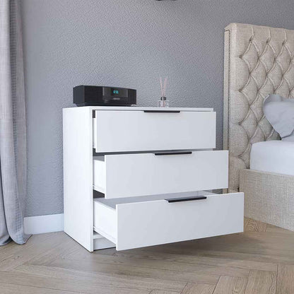 Kaia Modern White 3-Drawer Dresser with Elegant Top