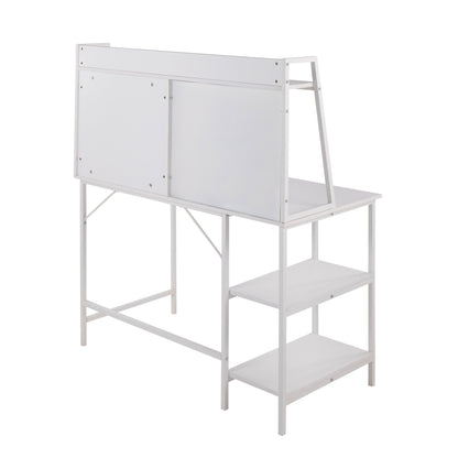 LumiSource Geo Shelf Modern Office Desk in White Wood and Steel