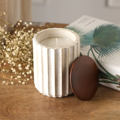 6oz Jar Candle with Ecomix Wax Fill, Vanilla Lavender Scent, Reusable Jar, Wooden Lid, Living Room White