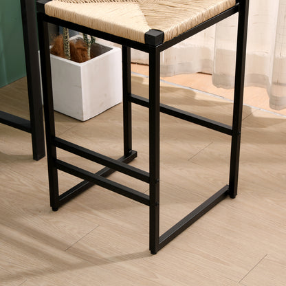 Honey Bar Stools Set Of 2 Handwoven Paper Rope Back Chairs