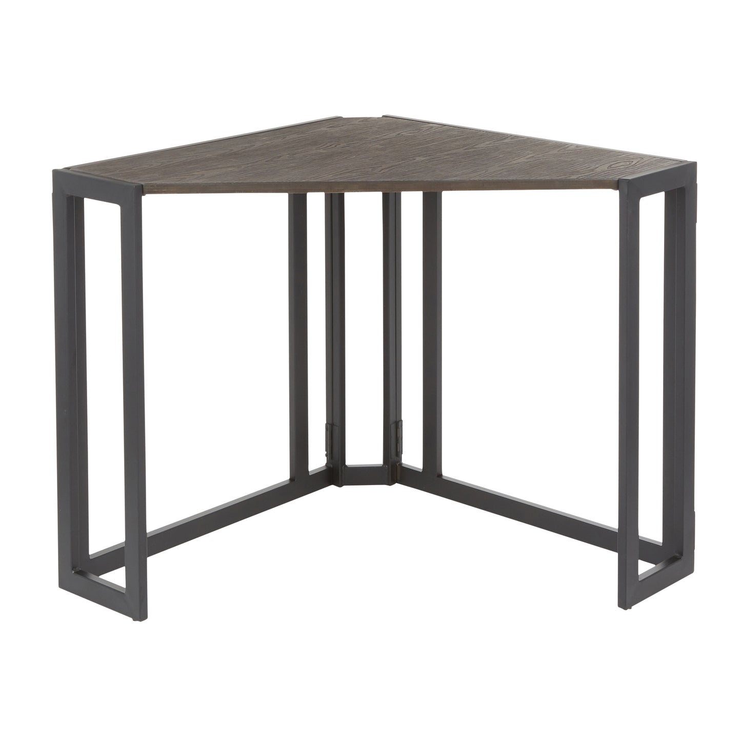 Espresso Bamboo and Black Metal Industrial Corner Desk by LumiSource